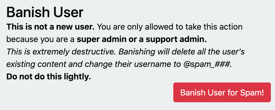 banish user warning
