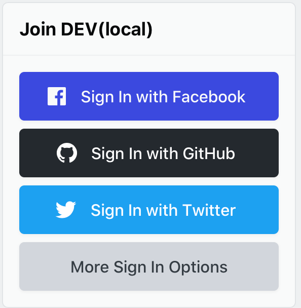 Sign in options with Facebook enabled