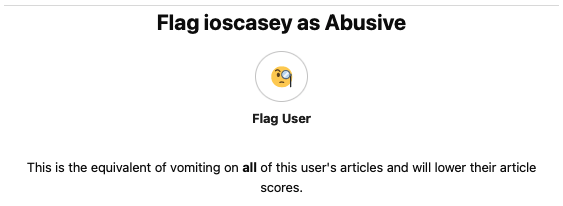 Flagging an account as abusive from mod example