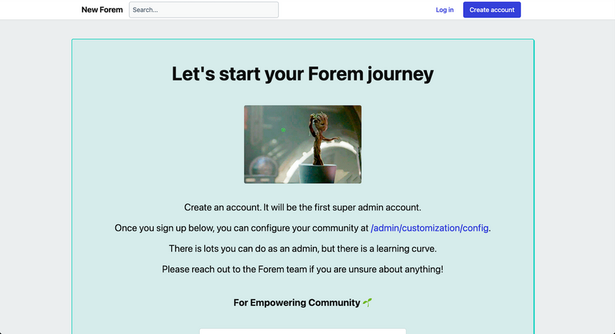 Let's Start your Forem Journey page